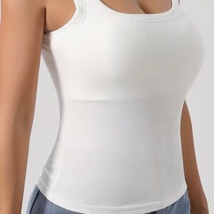 WHITE TANK TOP WITH BUILT IN BRA!!  NEW WITH TAGS!!